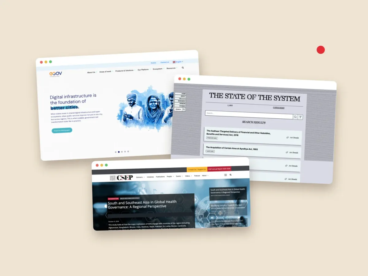 Three websites we built: eGov Foundation, Vidhi's Crime and Punishment and CSEP